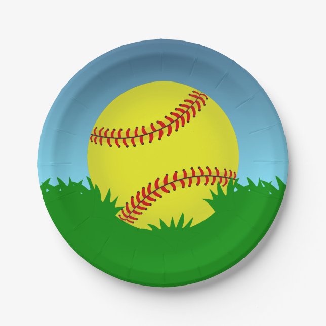 Softball Theme Paper Plates (Front)