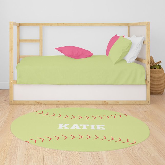 Softball Themed Personalized Kids Rug (Creator Uploaded)