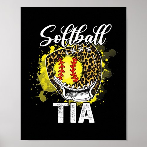 Softball Tia Leopard Glove Game Day Mothers Day  Poster