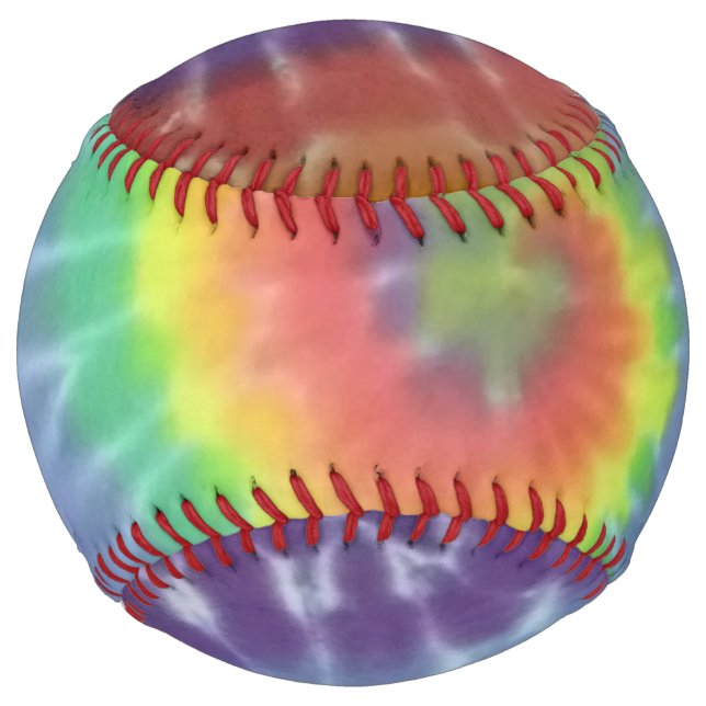softball tie dye designed softball rainbow spiral (Front)