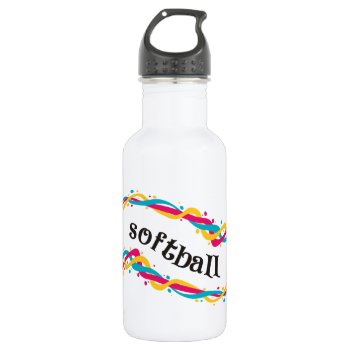 Softball Twists Water Bottle by PolkaDotTees at Zazzle