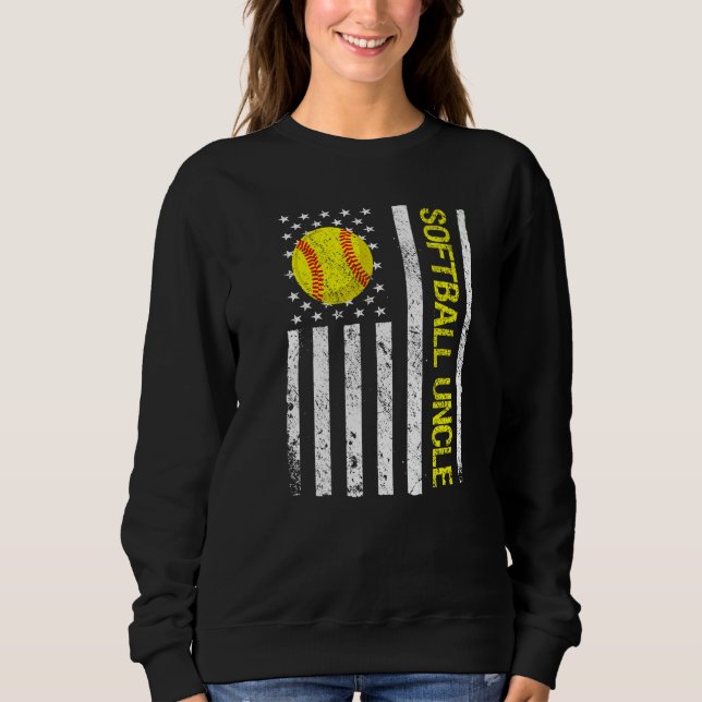 Softball Uncle American USA Flag Sweatshirt (Front)