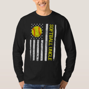 Softball Uncle American USA Flag T-Shirt