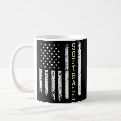 Softball Us Flag Coffee Mug