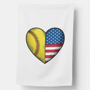 Softball USA Flag Heart Vintage Vector Design_1