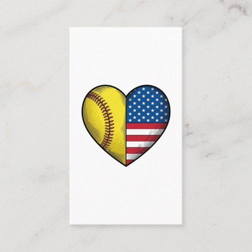 Softball USA Flag Heart Vintage Vector Design_1 Business Card