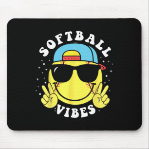 Softball Vibes Baseball Retro Groovy Game Day Girl Mouse Pad
