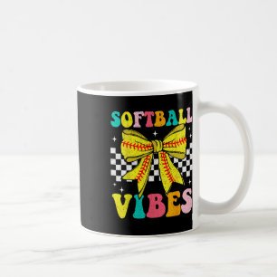 Softball Vibes Coquette Bow Softball Game Day Girl Coffee Mug