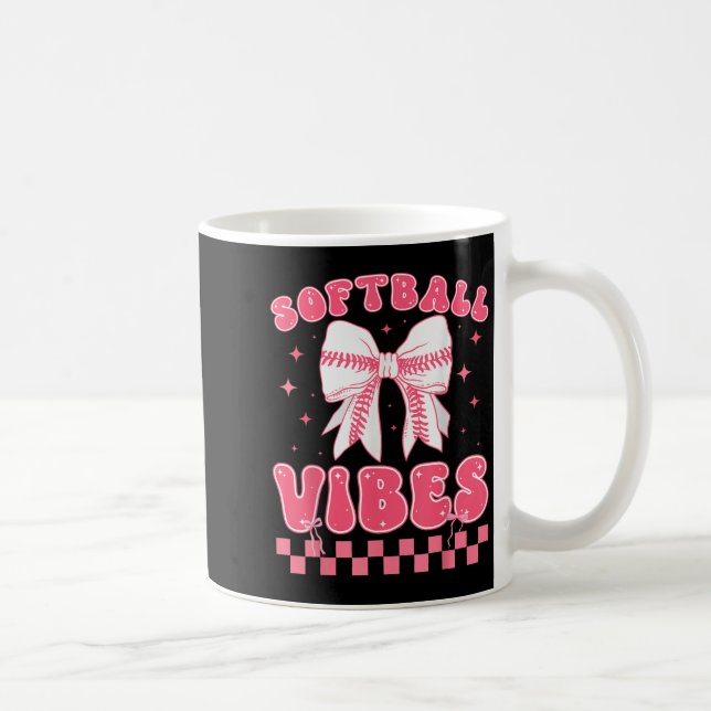 Softball Vibes Softball Couqette Groovy Softball G Coffee Mug (Right)