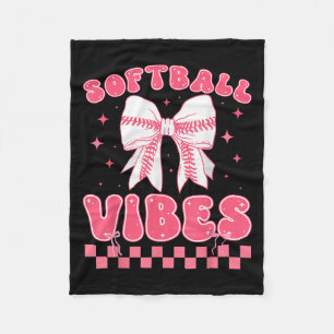 Softball Vibes Softball Couqette Groovy Softball G Fleece Blanket