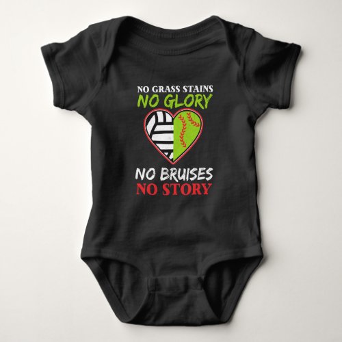 Softball Volleyball Heart No Grass Stains Gift Baby Bodysuit