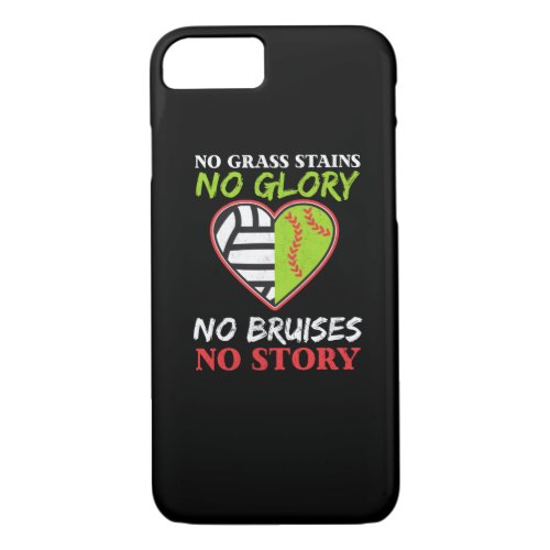 Softball Volleyball Heart No Grass Stains Gift iPhone 87 Case