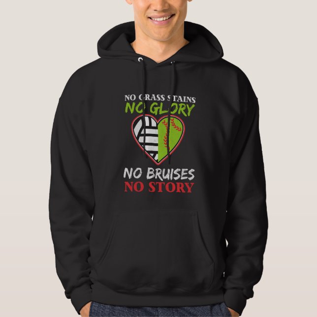 Softball Volleyball Heart No Grass Stains Gift Hoodie (Front)