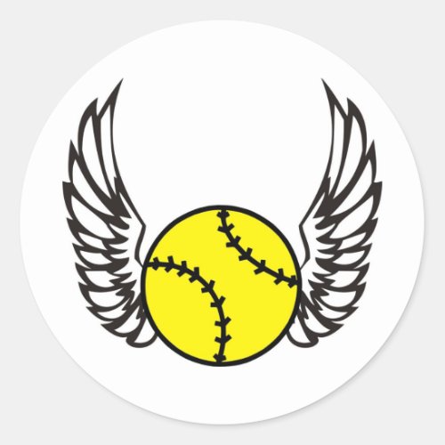 softball Wings Classic Round Sticker