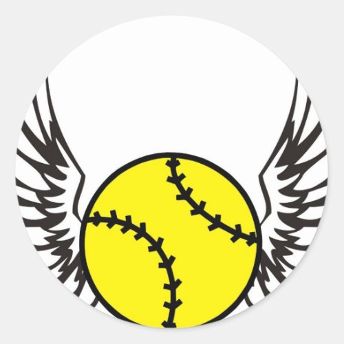 softball Wings Classic Round Sticker