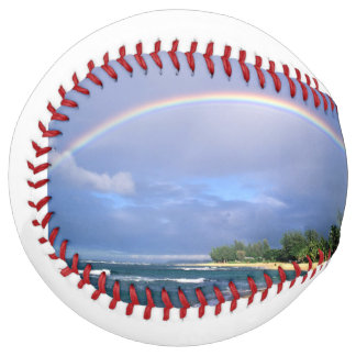 Softball with a beach side rainbow