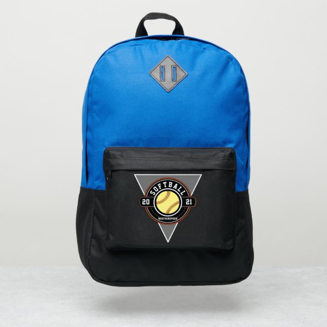 SOFTBALL with Editable Year & Name Adidas Backpack (Front)