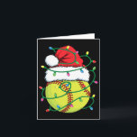 Softball With Santa Hat Men Boys Girls Christmas X Card<br><div class="desc">Softball With Santa Hat Men Boys Girls Christmas Xmas Lights</div>