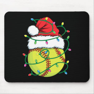 Softball With Santa Hat Men Boys Girls Christmas X Mouse Pad