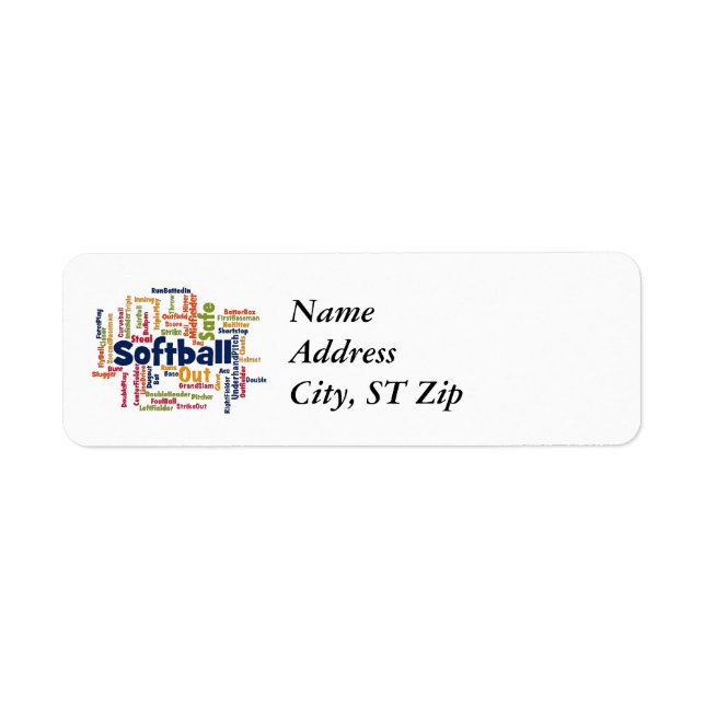Softball Word Cloud Label (Front)