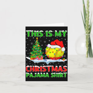 Softball Xmas Tree Lights This Is My Christmas Paj Card