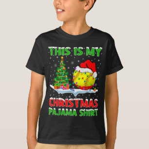 Softball Xmas Tree Lights This Is My Christmas Paj T-Shirt