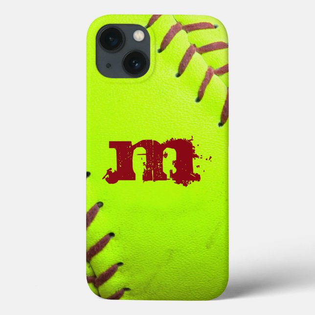 Softball Yellow Fast Monogram IPAD MINI Case (Back)