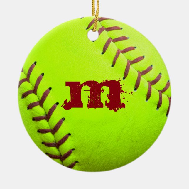 Softball Yellow Fast Pitch 8U 10U 12U 14U Ornament (Front)
