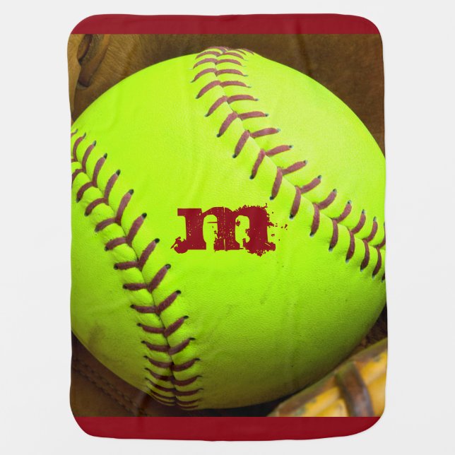 Softball Yellow Fast Pitch 8U 10U 12U Baby Blanket (Front)