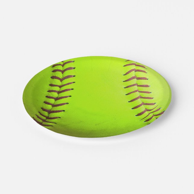 Softball Yellow Fast Pitch 8U 10U Paper Plates 7" (Angled)