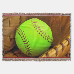 Softball Yellow Fast Pitch 8U 10U Throw Blanket