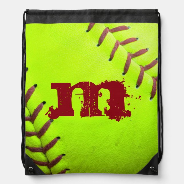 Softball Yellow Fast Pitch 8U Drawstring Backpack (Front)