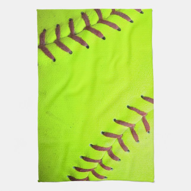 Softball Yellow Fast Pitch 8U Kitchen Dish Towel (Vertical)