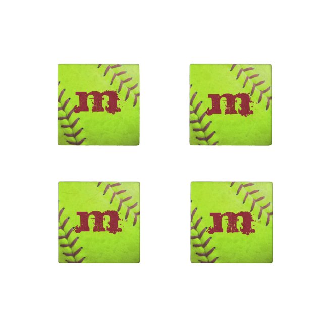 Softball Yellow Fast Pitch 8U Marble Fridge Magnet (Front)