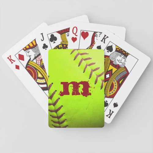 Softball Yellow Fast Pitch 8U Poker Playing Cards