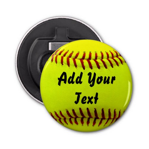 Softball Yellow Softball Sports Team Coach Bottle Opener