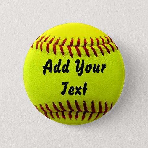 Softball Yellow Softball Sports Team Coach Button