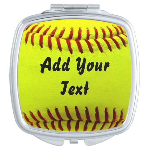 Softball Yellow Softball Sports Team Coach Compact Mirror