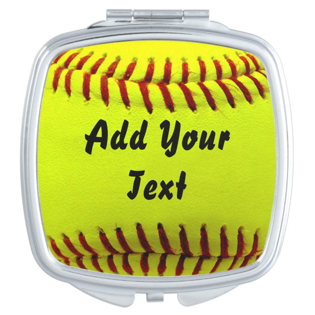 Softball Yellow Softball Sports Team Coach Compact Mirror (Front)