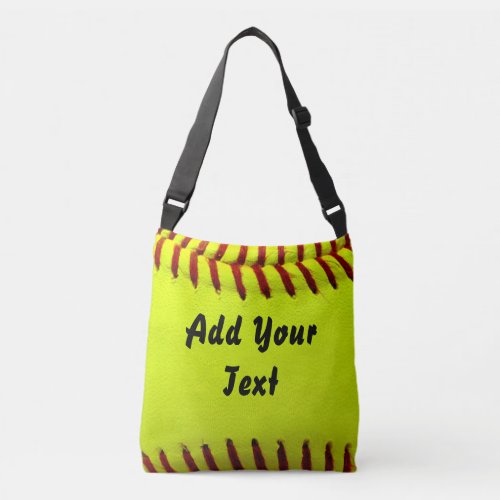 Softball Yellow Softball Sports Team Coach Crossbody Bag