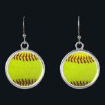 Softball Yellow Softball Sports Team Coach Earrings<br><div class="desc">This is perfect for a team or coach gift for Softball. Bright yellow softball with red stitching ready for you to customize with text of your choice. Add a name, team name, date or jersey number. Or you can get more creative by adding a motivational quote or something funny like...</div>
