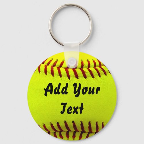 Softball Yellow Softball Sports Team Coach Keychain