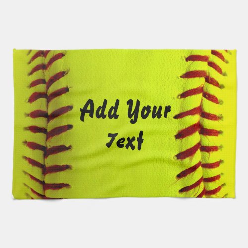 Softball Yellow Softball Sports Team Coach Kitchen Towel