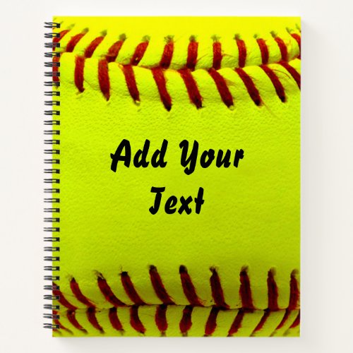 Softball Yellow Softball Sports Team Coach Notebook