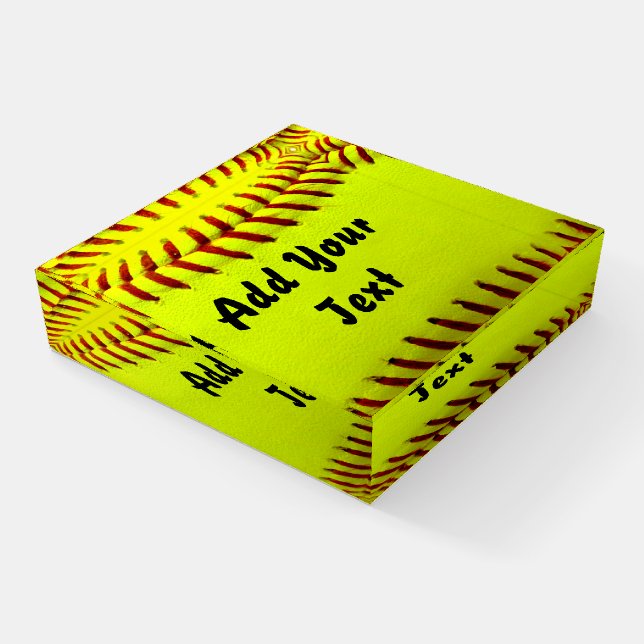 Softball Yellow Softball Sports Team Coach Paperweight (Angled)