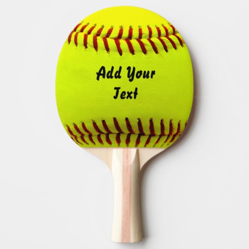 Softball Yellow Softball Sports Team Coach Ping Pong Paddle