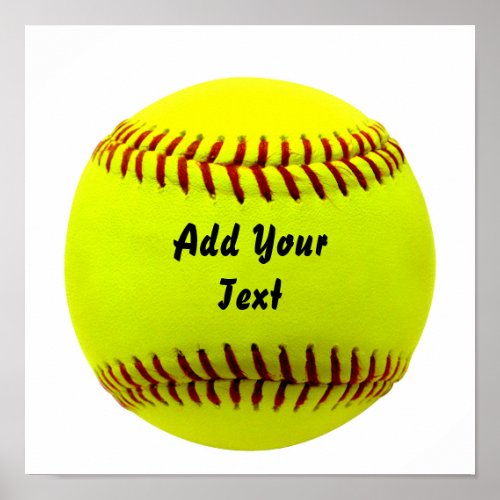 Softball Yellow Softball Sports Team Coach Poster