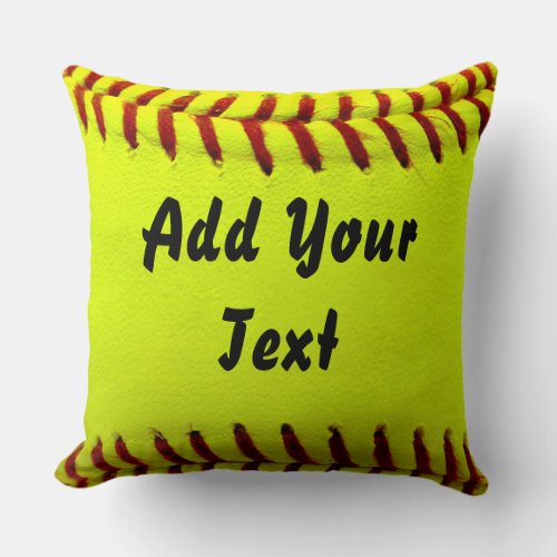 Softball Yellow Softball Sports Team Coach Throw Pillow