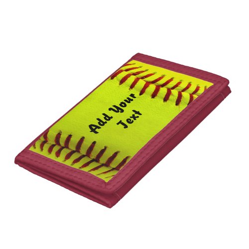 Softball Yellow Softball Sports Team Coach Trifold Wallet