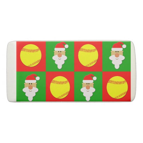 Softballs and Santa Fastpitch Softball Christmas Eraser